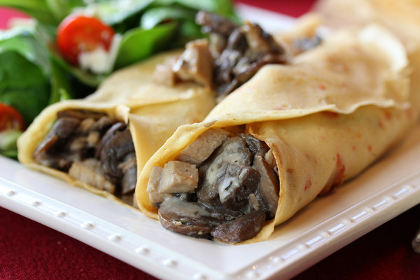 Crêpes de poulet aux champignons